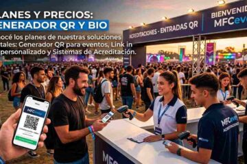 Planes y precios de soluciones digitales para eventos MFCevey: Generador QR, Link in Bio personalizado y Sistema de Acreditaciones.